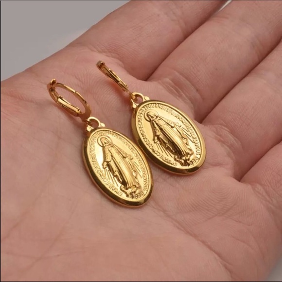 Jewelry New 18k Gold Virgin Mary Earrings Poshmark